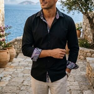 Jared Lang Jacquard Button Down Dress Shirt